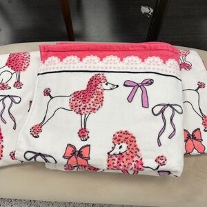 Pink and White Poodle Holiday Throw Blanket